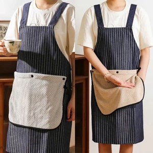 Tạp Dề Nấu Ăn Chống Thấm Dầu Có Khăn Lau Tay San Hô Tháo Rời, Túi Đựng Đồ Tiện Lợi