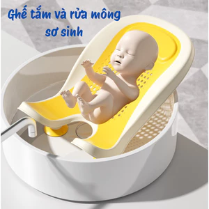 Ghế Tắm Sơ Sinh 2in1 Đa Năng Có Chân Gập Gọn, Lưới Tắm Kèm Đệm Phao, Ghế Rửa Mông Cho Bé An Toàn