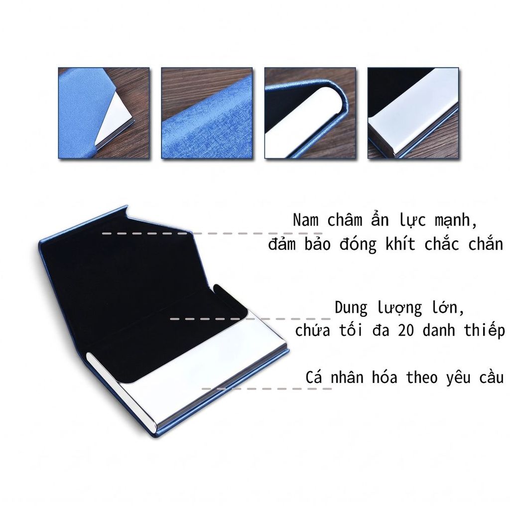 Hộp đựng danh thiếp cá nhân, Hộp đựng thẻ da, Hộp đựng thẻ tùy chỉnh có văn bản & Logo, Hộp đựng thẻ có khắc tên