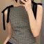 Mùa hèSlim-fit Áo Vest Không Tay Cho Nữ Với Hoạ Tiết Bow
