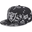 Mũ snapback E2RA đen Las Vegas Raiders họa tiết paisley 9FIFTY mới, thêu nhiều màu, phù hợp nam nữ mang ngoài trời.