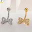 Nhẫn nút bụng bướm zircon pha lê sáng bóng, phù hợp làm trang sức gợi cảm cho nữ và bé gái, quà tặng mới lạ