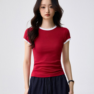 tông màu túi cạnh ngắn tay áo T-shirt cho phụ nữ mùa hè mới mỏng hàng đầu vòng cổ nhiều màu sắc