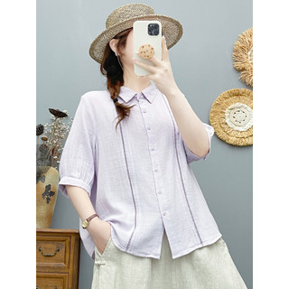 Áo sơ mi nữ cotton thiết kế nghệ thuật Pháp, phù hợp mùa hè