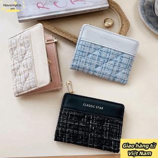 [Giao hàng nhanh] Ví ngắn HAVENLYCO, Túi đựng tiền Mini dung tích lớn, Hộp đựng thẻ da PU màu trơn sang trọng cho bé gái