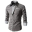 Áo sơ mi nam dài tay slim-fit, cổ đứng, màu sắc tương phản, thiết kế thời trang với nút bấm