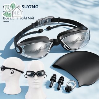 Kính bơi silicone chống mờ kèm mũ bơi và nút tai - Phù hợp cho thể thao dưới nước