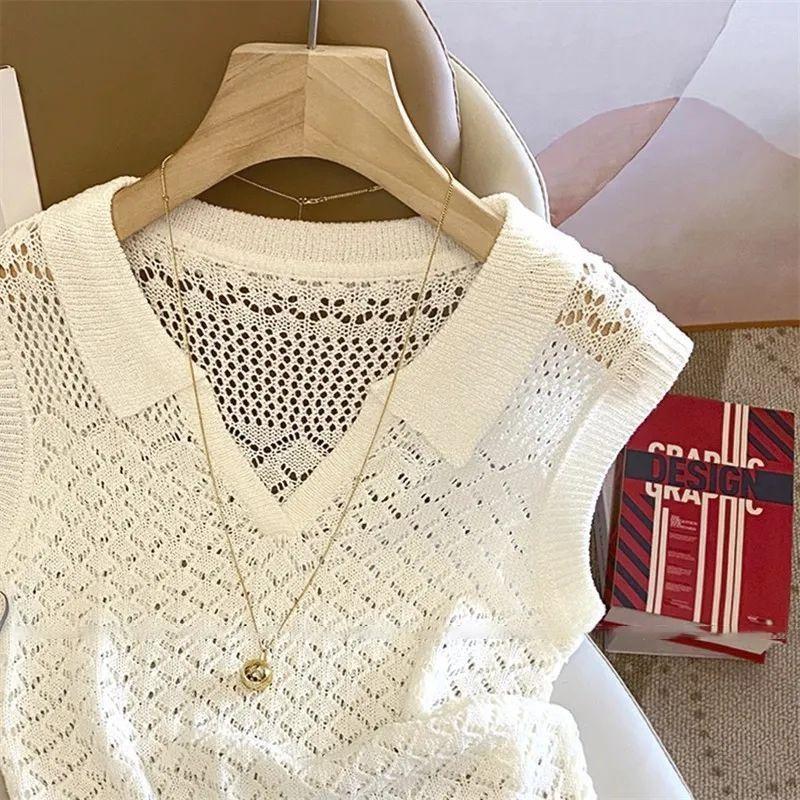 Áo len không tay thời trang với thiết kế mới và cổ rỗng, thoáng khí cho phong cách sành điệu