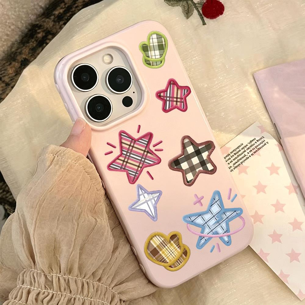 Bộ sưu tập sao lưới cho trường hợp iPhone 17pro iPhone 16/15/14/13 kết cấu giả da