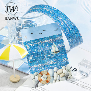 JIANWU Shimmering Series Vintage Water Ripples Vật liệu phong cảnh Cắt xén Thêu Sò Washi Băng Sáng Tạo Tạp Chí Văn Phòng Phẩm