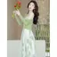 Bộ đồ hai mảnh áo len cardigan xanh phong cách cổ tích Super Fairy Forest, phù hợp xuân hè