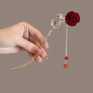 T Tính Khí Phong Cách Trung Hoa Hồng Kẹp Tóc Phong Cách Cổ Đại Bước Lắc Tinh Tế Tua Rua Kẹp Tóc Cao Cấp Retro Hanfu Cô Dâu Mũ Đội Đầu