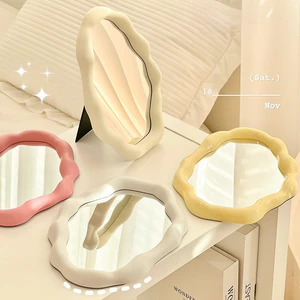 Gương trang điểm để bàn đơn giản, Gương trang điểm phong cách kem Ins, Gương trang điểm dễ thương, dành cho ký túc xá nữ và học sinh