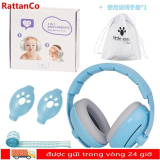 Tai nghe khử tiếng ồn cho bé RATTANCO, cải thiện giấc ngủ Tai nghe bảo vệ tai cho bé, Thiết kế chuyển đổi bền bỉ di động Giảm tiếng ồn