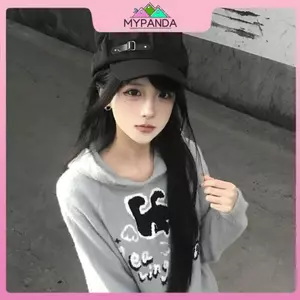 MYPANDA Tai Mèo Nữ Bông Tai Kẹp Gothic Gothic Gothic Gothic Gothic Beret Y2K Bé Gái Steampunk Punk Dây Kéo Mũ Chống Nắng Handmade.