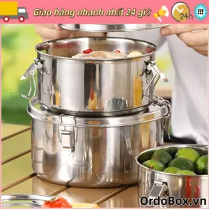 Hộp cơm trưa ORDOBOX, Hộp đựng thực phẩm bằng thép không gỉ tròn 304, Hộp giữ tươi tươi kín chất lượng cao