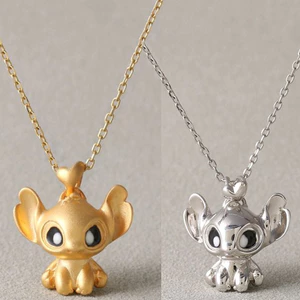 Interstellar Baby Quái vật nhỏ dễ thương < Stitch > Mặt dây chuyền Vòng cổ nhỏ Hoạt hình tinh tế Vòng cổ mặt dây chuyền hai chiều