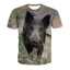 2026 Mới Nam Hoang Dã Boar 3D In Hình Áo Mùa Hè Ngoài Trời Hunter Động Vật Cổ Tròn Tay Ngắn Tee