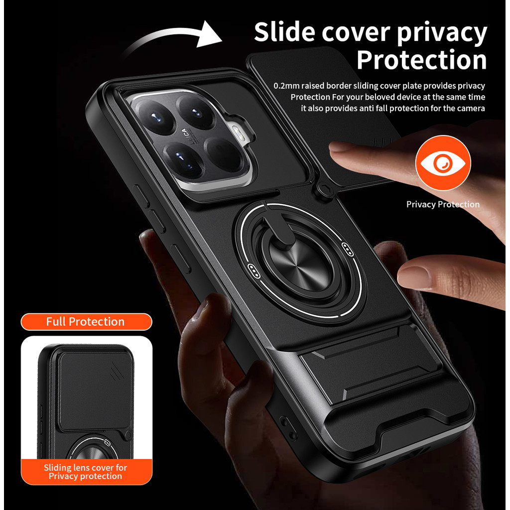 Ốp Điện Thoại Đa Năng Sang Trọng Thích Hợp Cho Xiaomi 15T Pro 5G Dây 360°Giá đỡ vòng có vỏ máy ảnh Vỏ bảo vệ toàn diện chống sốc