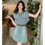 Váy Denim màu xanh nhạt phong cách cổ điển phong cách Hồng Kông