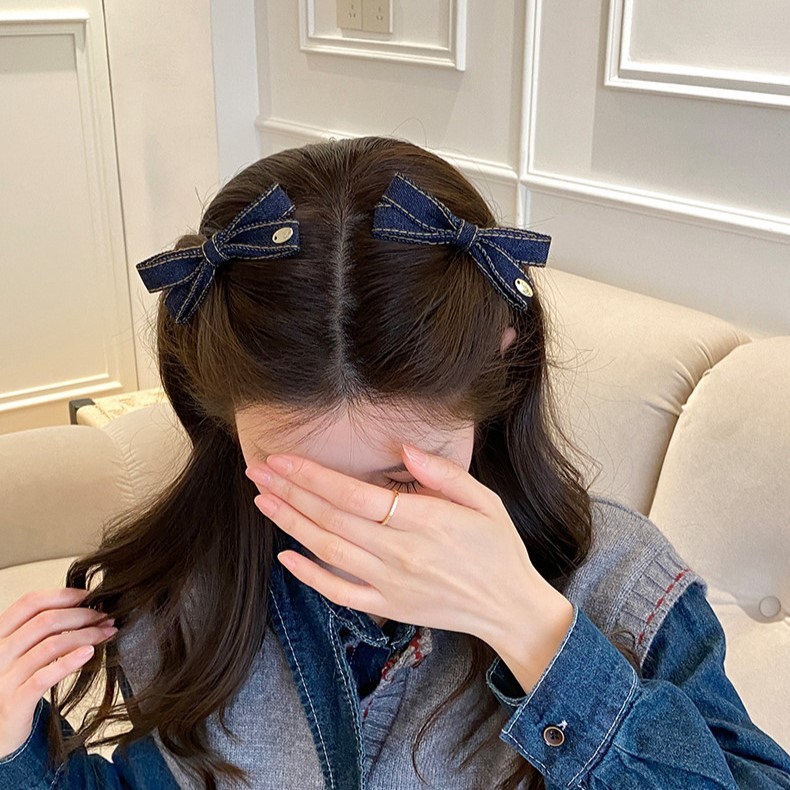 Kẹp Tóc Nơ Denim Hàn Quốc Cho Nữ