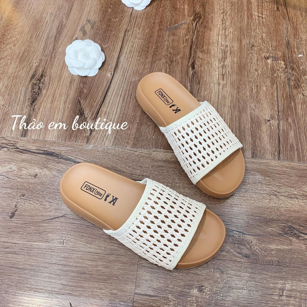 [Thảo Em- DL568] Dép lê nữ đế mềm 3p mũi tròn quai lưới thoáng mát.