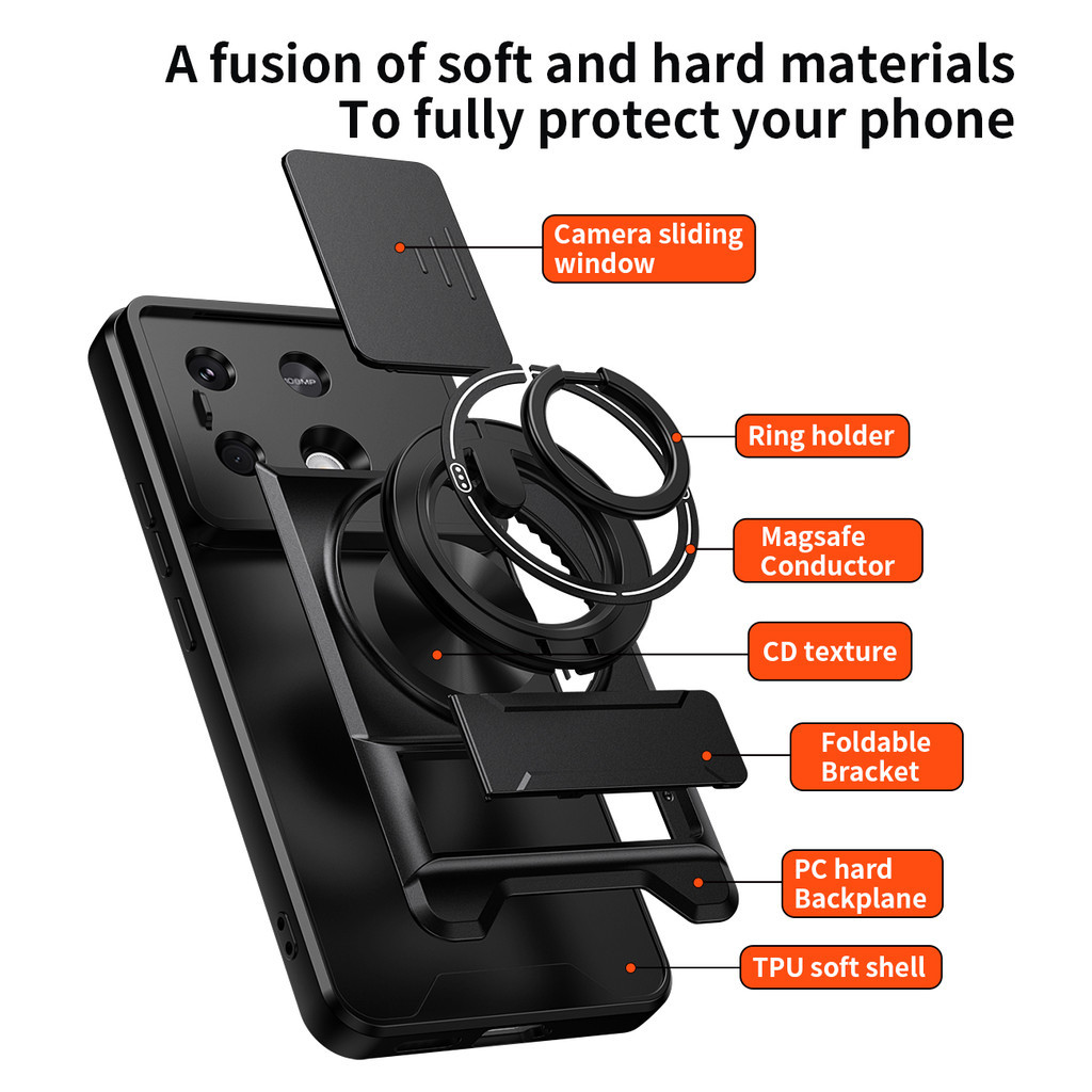 Ốp Điện Thoại Đa Năng Sang Trọng Thích Hợp Cho Redmi Note 13 14 15 16 12 Pro Plus 5G Dây 360°Giá đỡ vòng có vỏ máy ảnh Vỏ bảo vệ toàn diện chống sốc