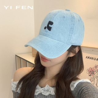 YIFEN Mỹ Retro Rửa Mũ Bóng Chày Denim Nữ Phiên Bản Hàn Quốc Thể Hiện Mặt Nhỏ Cặp Đôi Đường Phố Thêu Mũ Thường Ngày