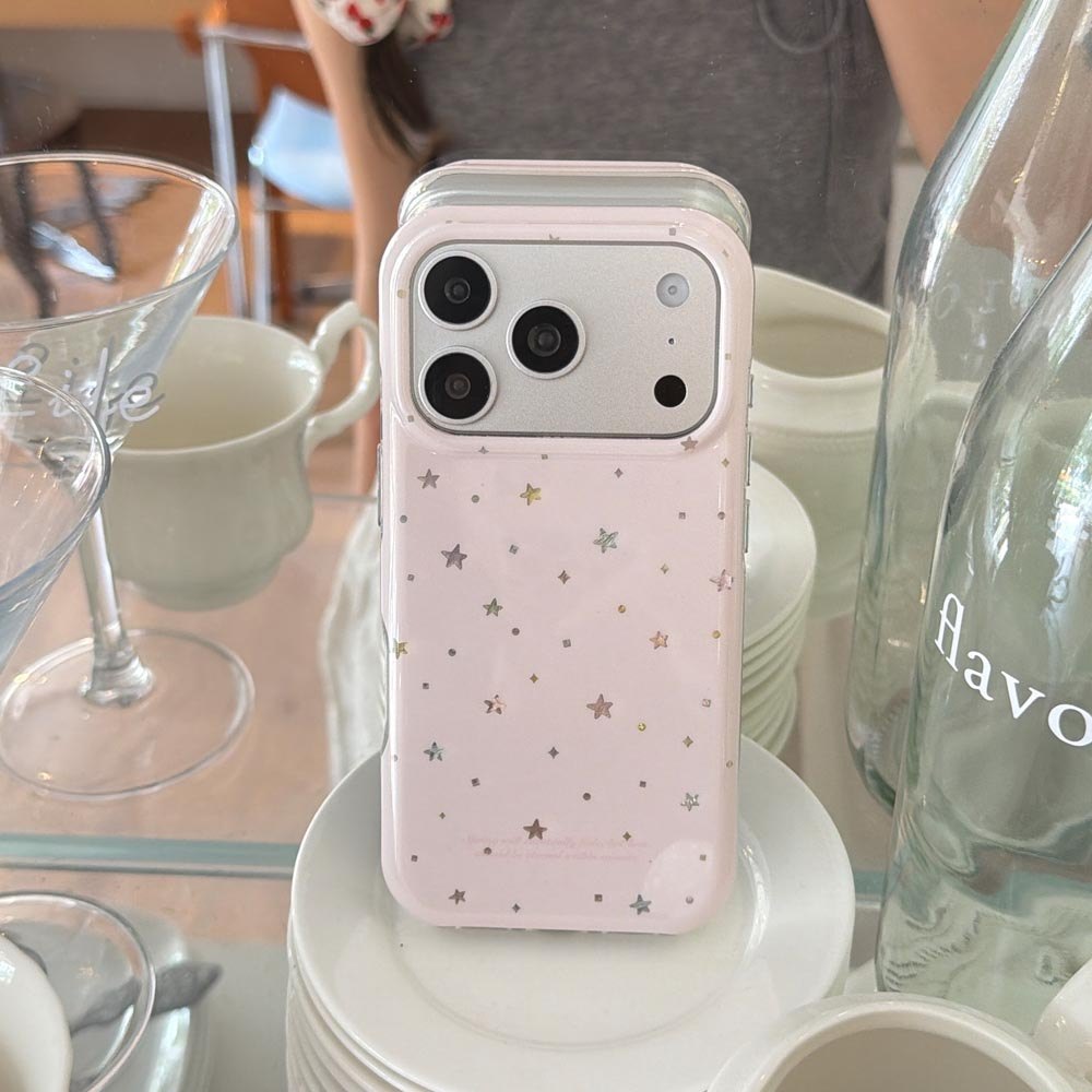 Ốp Lưng Cứng Tương Thích Với iPhone 13 14 14Pro 14ProMax 15 15Pro 15ProMax 16 16Pro 16ProMax 17 17Pro 17ProMax Ốp Họa Tiết Ngôi Sao Màu Hồng
