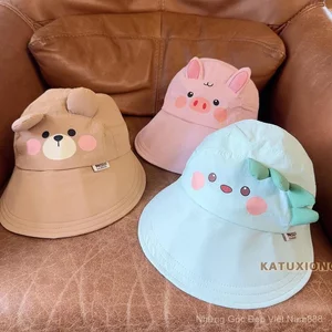 Mũ ins Mùa Hè Hoạt Hình Dễ Thương Vành Lớn Thoáng Khí Che Nắng Chống Nắng Mũ Khô Nhanh Bé Trai Mũ Rỗng