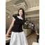 Áo thun ngắn tay Agaric Edge phong cách Preppy dành cho nữ Áo len Cardigan Slim-Fit Top