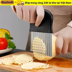 Khoai tây cắt răng sói BAMBOOB, Máy thái khoai tây chiên giòn giòn giòn kiểu Pháp, Dụng cụ nhà bếp gia dụng bằng thép không gỉ cho rau củ