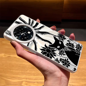 Cat Flower Totem Micro Matte Hard Back Soft Edges Ốp Điện Thoại Cho OnePlus 15 13 13T 13R Ace 5 Pro Ace 6 Nord 5 Ace 3 / 2 1 + 12 / 11 / 10 / Chống Sốc 1 + Cover