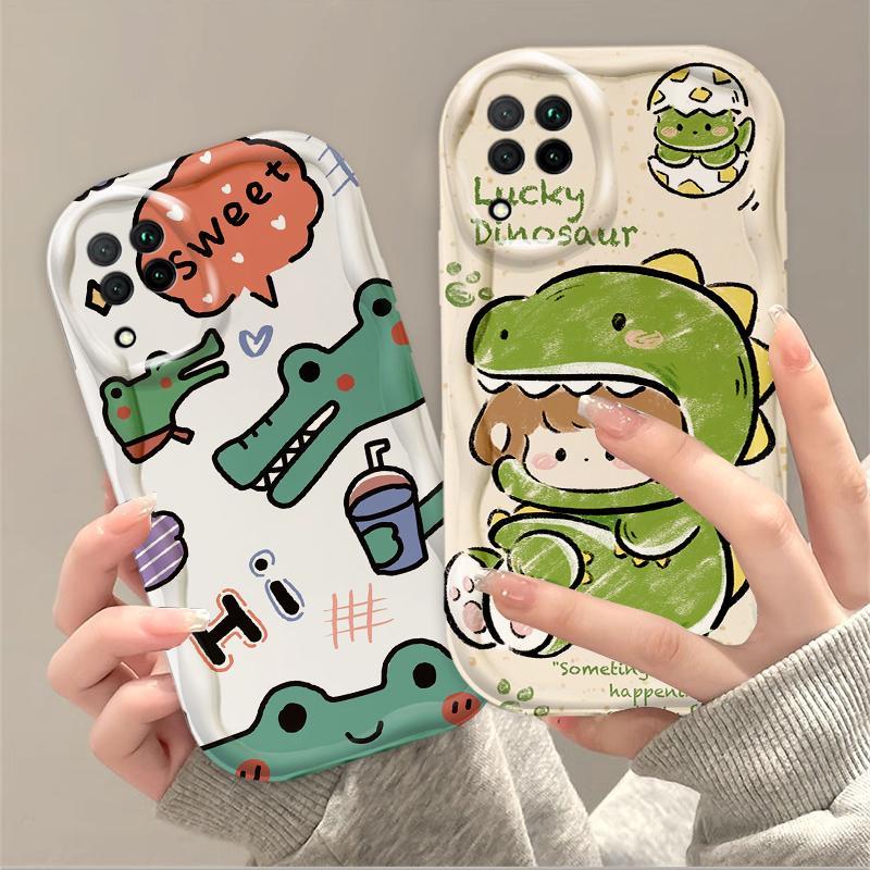Thích Hợp Cho Samsung A12 A22 4G M12 3D Thẩm Mỹ TPU Mềm Khủng Long Dễ Thương Ốp Điện Thoại Chống Sốc
