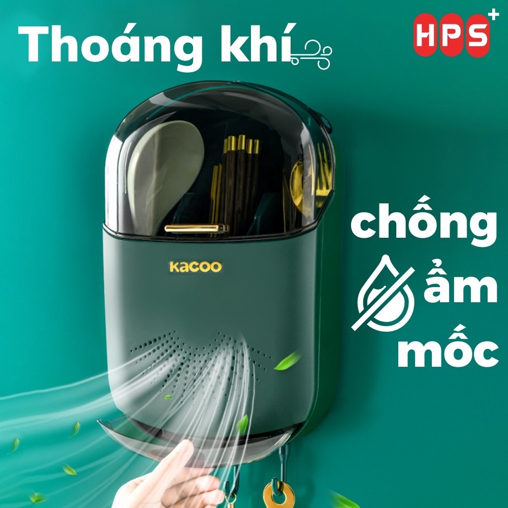 Hộp Đựng Đũa Muỗng Treo Tường HomeMate Có Nắp Đậy, Ống Đũa Thoáng Khí Chống Bụi Chống Ẩm Mốc Tích Hợp Móc Treo