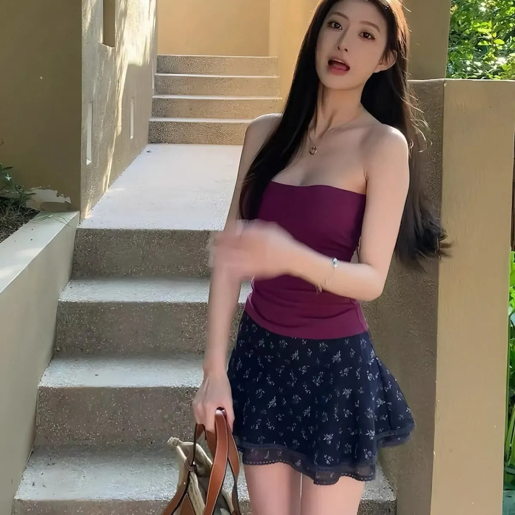 Váy Nữ Ins Phong Cách Ngắn Hoa Hàn Quốc Mới Ghép Ren