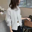 Áo sơ mi có cổ đứng đơn giản dành cho nữ, áo khoác sơ mi dáng rộng, quần áo chống nắng