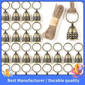 Chuông che bằng đồng thau 24 chiếc Chuông đồng nguyên chất Chuông nhỏ thủ công, Chuông đồng mộc mạc, có chuông gió dây, cổ điển