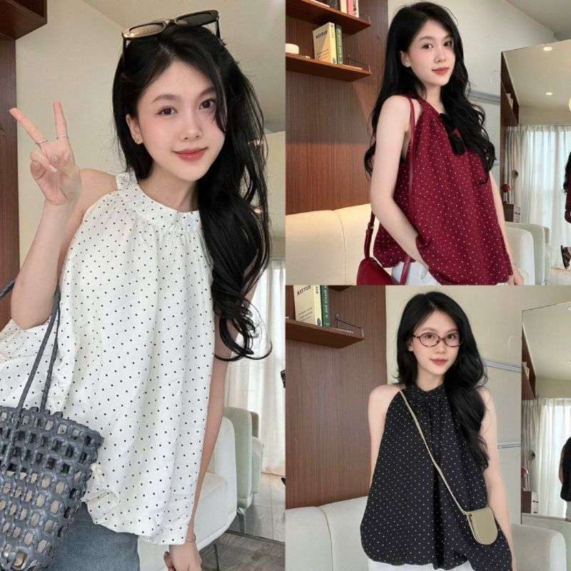 Áo cổ yếm chấm bi 3 màu NỮ - SamHi Closet