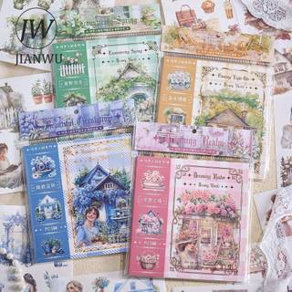 JIANWU Dream World Series Vintage Nhân Vật Phong Cảnh Hoa Cắt Dán Sách Sáng Tạo DIY Tạp Chí Văn Phòng Phẩm