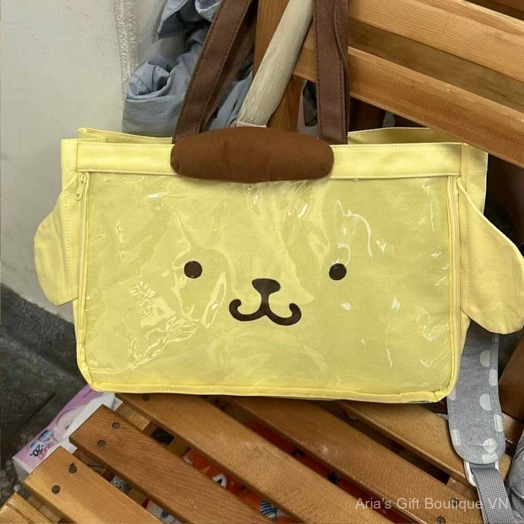 [Aria-G1] Túi Tote Chó Pudding Dễ Thương Dung Tích Lớn ins Phong Cách Hoạt Hình Di Động Dây Kéo Nữ Lưu Trữ Học Sinh