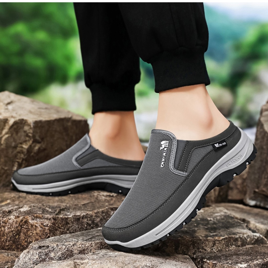 🇻🇳 Giay De Bang Nam Nua Got Canh Nong Slip On Thoang Khi Sieu Nhe Phoi Mau Nghi Mat