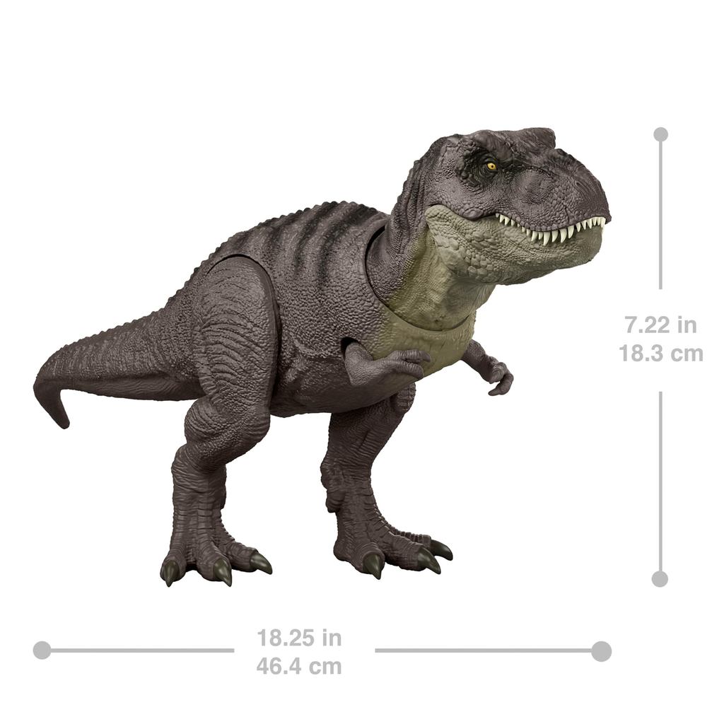 Mattel Jurassic World Large Interactive T-Rex Dinosaur Action Figure — Movable Kids' Toy, Green