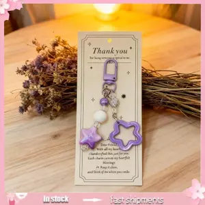 YOI Đáng Yêu Móc Khóa Ngôi Sao Móc Khóa Móc Khóa Treo Trang Trí Chìa Khóa Charm Đính Hạt Ngôi Sao Túi Quyến Rũ Cho Túi Xách Ví De