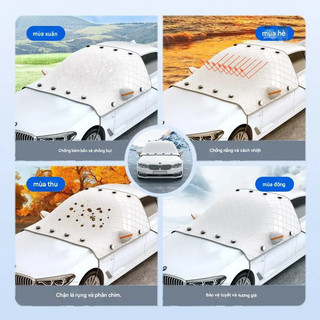 Tấm Bạt Che Nắng Kính Lái Ô Tô 4 Lớp PEVA Có Nam Châm Ẩn + Dây Chằng + Chụp Gương Phản Quang  AIMVUKES