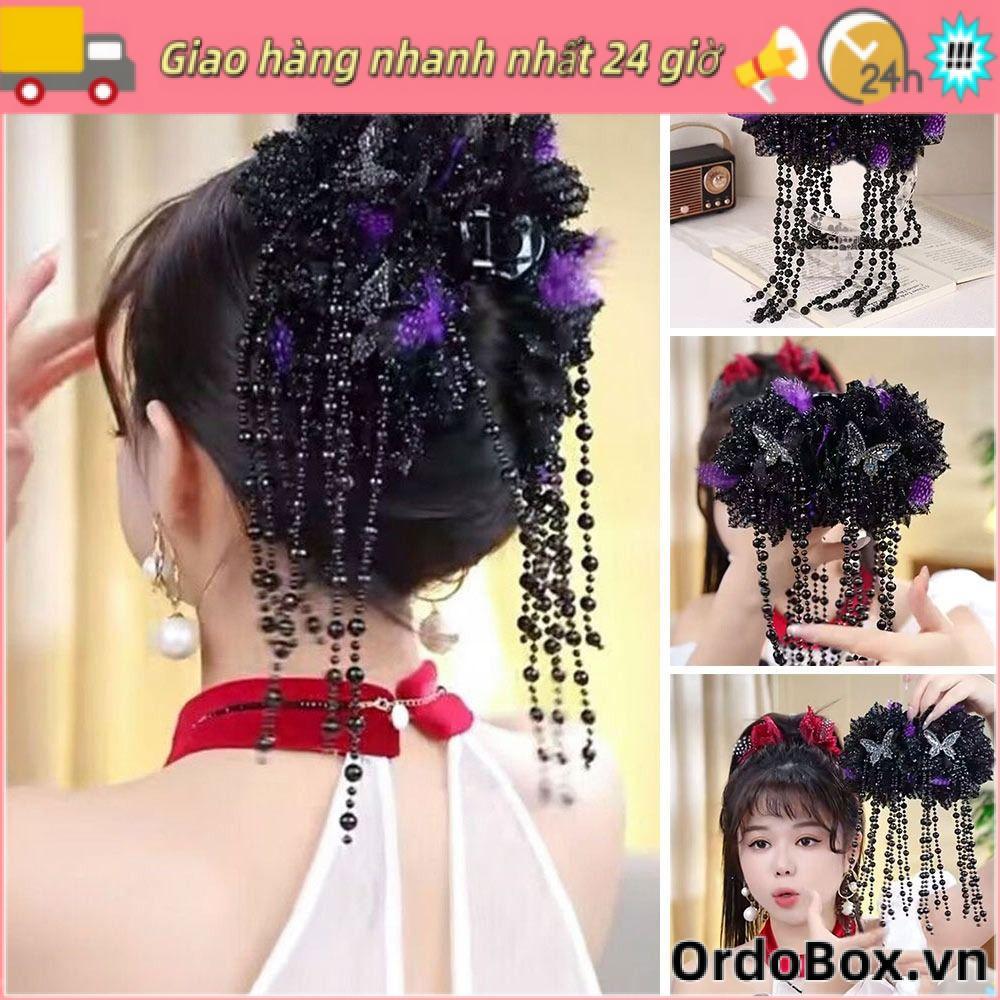 ORDOBOX - Kẹp Tóc Thời Trang Cho Bé Gái, Vải Lông Vũ và Ngọc Trai