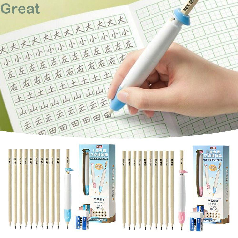 TUYỆT VỜI Hỗ Trợ Grip Corrector, Viết Huấn Luyện Chỉnh Sửa Tư Thế Di Động Bút Chì Cầm Huấn Luyện, Bút Chì Đa Năng Chống Trơn Trượt Trẻ Em Viết Tư Thế Bút Học Sinh