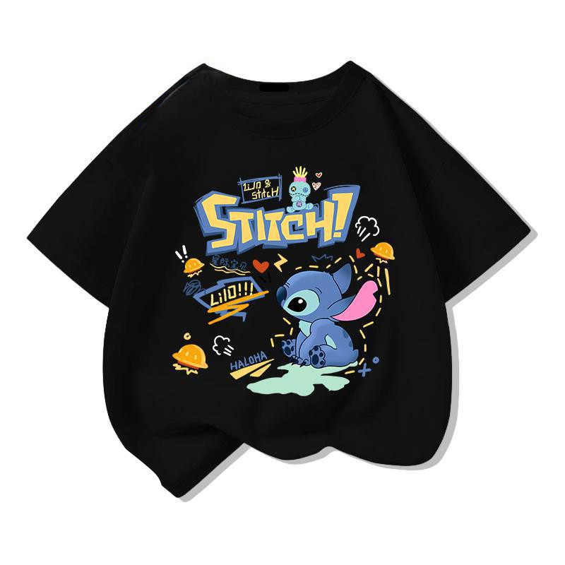 Áo thun ngắn tay 2D Stitch dành cho trẻ em Mùa hè 2026 Phim hoạt hình mới dễ thương cho bé trai và bé gái cổ tròn