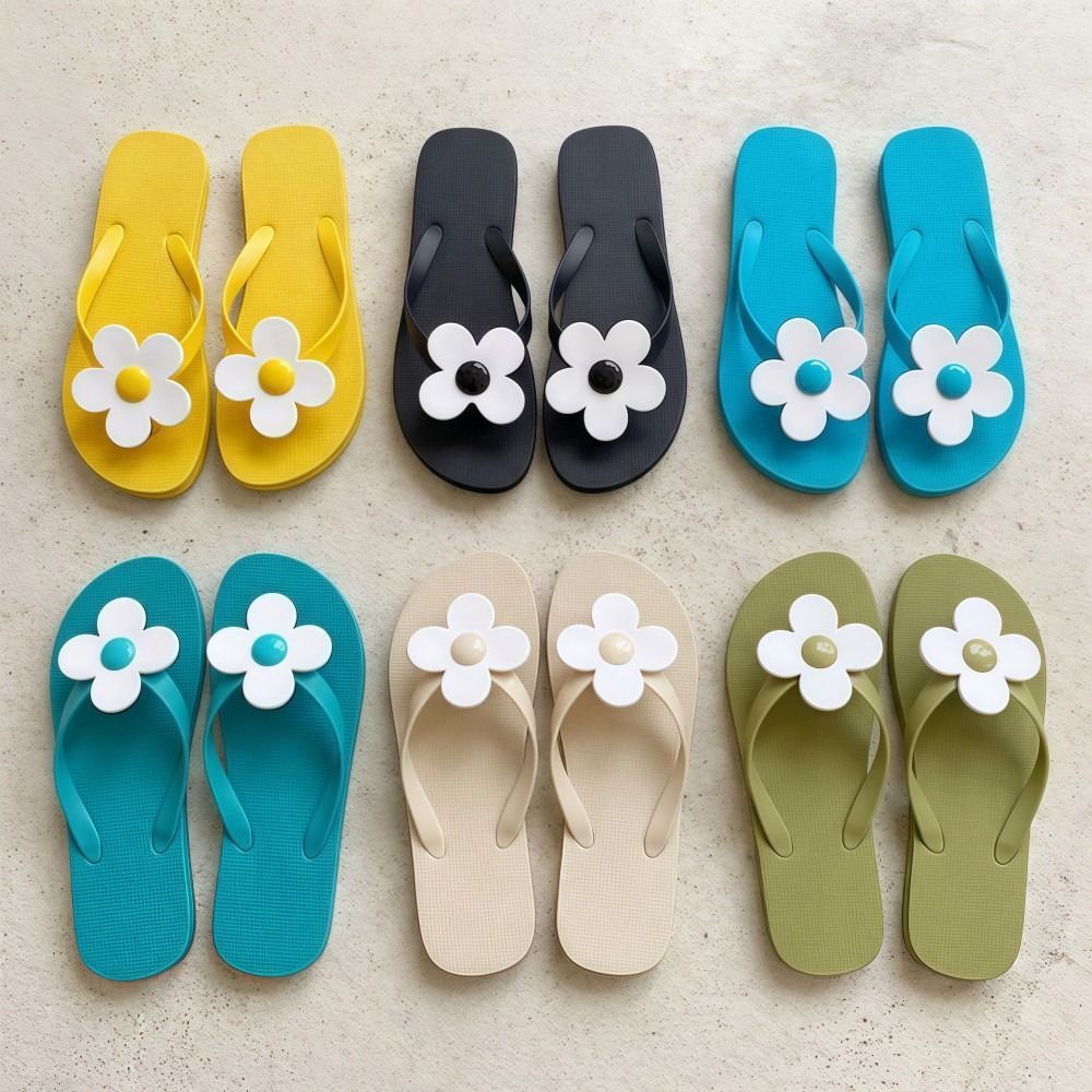 Giày xỏ ngón nữ HOBBYIN, Dép đế mềm đa năng thông thường đế mềm, Dép đi biển mùa hè hướng dương nhẹ chống trượt phong cách ngoài trời trong nhà