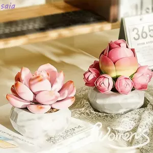 SAIA Plant Poted Building Blocks, Khối xây dựng hoa nhân tạo bằng nhựa giả, Mô phỏng xây dựng đồ chơi DIY sáng tạo Mô hình mọng nước Kid